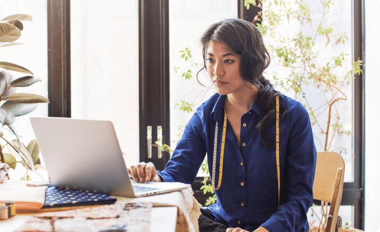 woman working on laptop